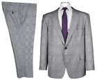 Zegna 15 MIL Fabric 50L Suit Flat Pants 46x32 Gray Glen Check CUSTOM MADE