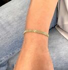 14K Yellow Gold Bismark Bracelet - Real Solid Gold Bismark Flat Link Bracelet