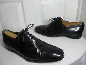 SUTOR MANTELLASSI SHOES PERFORATED BLACK LEATHER CAPTOE OXFORDS UK 10 US 11