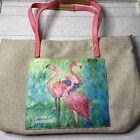 Leoma Lovegrove Canvas Tote Bag Flamingos 13x20 Pink