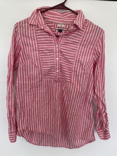 Tommy Hilfiger Relaxed Fit Quarter Button Down Shirt Red/White Stripes (M)