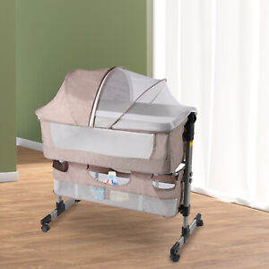Baby Bassinet, Bedside Sleeper for Baby, Easy Folding Portable Crib with Storage