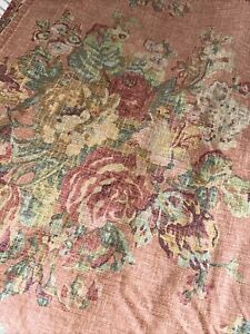 Vintage Ralph Lauren Cotton Maura Bedding Ruffled Twin Flat Bed Sheet/ Fabric