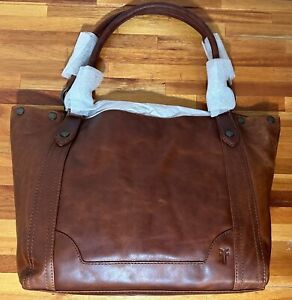 NWT Frye Womens Tote Bag Cognac Melissa Shoulder Leather HandBag $398