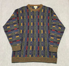 Vintage Alfani Sweater Mens Large Geometric Crewneck ITALY 90s Pullover Wool