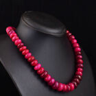 559 Cts Earth Mined Single Strand Red Ruby Rondelle Beads Necklace JK 30E347