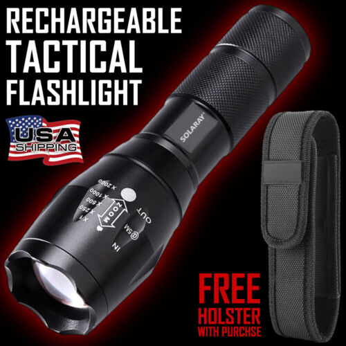 Bright LED Tactical Flashlight With Rechargeable Battery