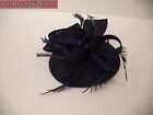 Sinamay Women's Navy Feather Fascinators Clip On Tea Party Hat, OS X001E4W91Z