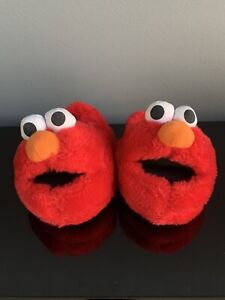 SESAME STREET ELMO Plush Red Slippers Kids Size 9-10 Very Good Condition!