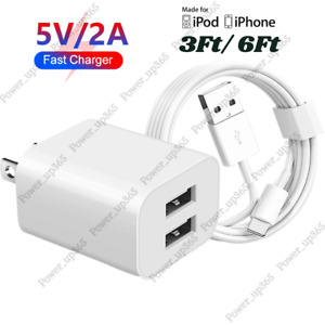 Dual Port USB Power Adapter Wall Charger Block For iPhone 6 7 8 X XR 11 12 13 14