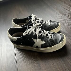 Authentic Black Golden Goose Hi Star Sneakers 38 With Spell Out Laces