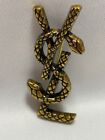 Yves Saint Laurent Novelty Brooch Pin Antique Gold 4.5×2cm for both sexes