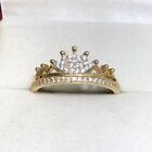 14K Solid Yellow Gold Crown Princess Ring- size 7.25 Women