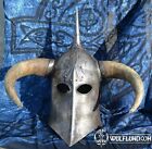 Viking larp medieval steel knight DARK LORD Fantasy Helmet With Horns Halloween