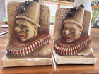 Antique Carnival Prize Circus Clown Chalkware Bookends 4