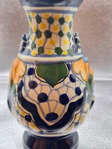 Talavera Mexican Pottery Colorful Bud Vase
