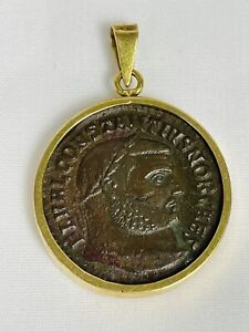 New ListingDESIGNER ANCIENT ROMAN COIN Solid 18k YELLOW GOLD BEZEL PENDANT 11.5