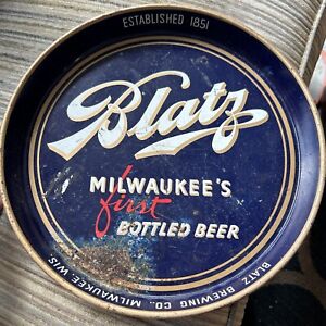 VTG Blatz Advertising Beer Tray 12” Milwaukee’s First Bottled Beer Bar Mancave