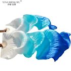 1pair/1pc Real Silk Belly Dance Veil Fans Bamboo Handmade Dyed Performance Long