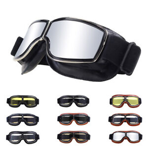 Motorcycle Goggles Vintage Leather Riding Glasses Scooter ATV Off-Road Eyewear