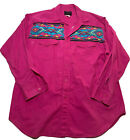 Vintage Frontier Series Aztec Western Shirt Men XL Pink W2