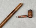 Vintage Antique 19C England Gadget Smoking Pipe Swagger Walking Stick Cane Old