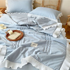Korean Chiffon Lovely Summer Quilt Pink Princess Comfortable Bed Blanket Ruffles
