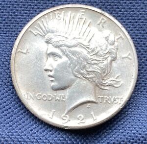A 1921 U.S.Silver Peace Dollar  High Relief. Minted At The Philadelphia Mint.