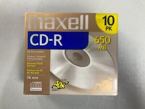 Maxell CD-R Discs Recordable 650MB/74 Min/1x to 40x Pack of 10 NEW