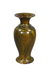 New Listing20th C. Chinese Yellow Green Natural Jade Carved & Polished Marble Vase Urn 23