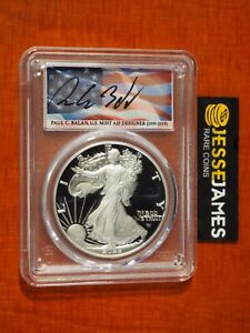 2022 S PROOF SILVER EAGLE PCGS PR70 DCAM FIRST DAY OF ISSUE FDI PAUL BALAN FLAG