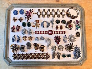 Vintage Lot Multi-Color Mixed Stones Brooches/Bracelets/Earrings Lot 1 of 3
