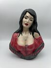 Holland Mold Bust Statue Figurine Woman 10” Red Black Grey Gypsy Pirate Art 4D