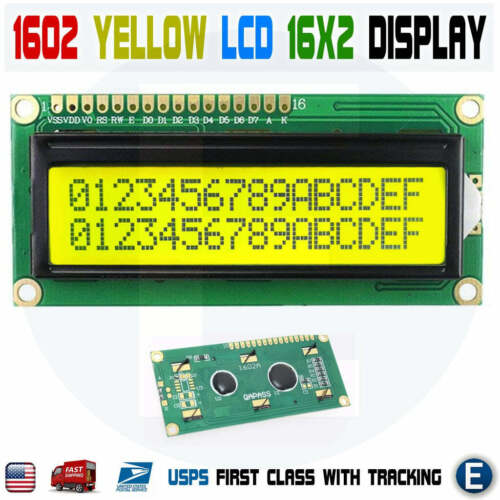 LCD 1602 Yellow 16x2 HD44780 Character Display Module for Arduino lcd1602