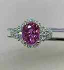 2.50Ct Oval Cut Pink Tourmaline Halo Women's Engagement Ring 14K White Gold Ove