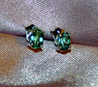 5MM x 3MM OVAL NATURAL EMERALD STUD EARRINGS IN STERLING SILVER app. .50 ct.