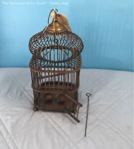 Decorative Metal Bird Cage with Swing, Perch and Two Cups