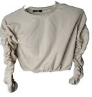 Nasty gal Women's Brown Ruched Crop Top Sweatshirt Size Large t73