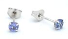 GENUINE 0.38 Cts TANZANITE STUD 3mm EARRINGS 14K WHITE GOLD  -Made in USA