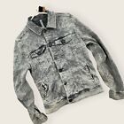 Zara Man Jacket Mens Medium Stone Wash Denim Style Stretch Long Sleeve Gray