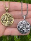 Real 925 Sterling Silver Tree Of Life Viking Celtic Pendant Necklace Gold Plated
