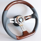 Steering Wheel fits For BMW  Flat Wood Chrome Grey Leather E24 E28 E30 E34 86-92
