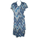 Everly Women's Grey Blue Chevron Kathy Wrap Dress XL Business