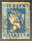 India 1854  half Anna blue stamp Die11 vfu