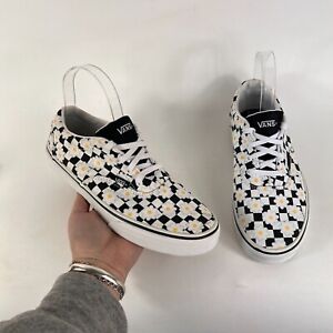 Vans Doheny Low youth girls size 6 white black Daisy flower athletic low sneaker