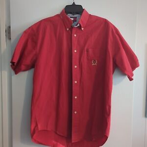 Vintage Tommy Hilfiger Men’s Medium Cotton Short-Sleeve Button Up Red Shirt VG+