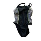 Nike Womens One Piece Competitive Swimsuit Black Green Grey Size Medium