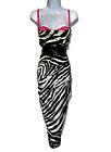 DOLCE&GABBANA D&G Rare2Find VTG Y2K Silk Midi Zebra Dress Fuchsia BuiltInBra XS