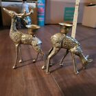 Vintage Brass Deer Set