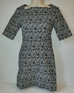 Kate Spade Saturday Dress Short Sleeve Square Neckline Dot 00 Black White